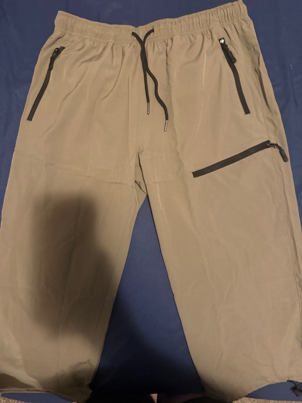 Women’s Khaki Cargo Joggers with Zipper Pockets